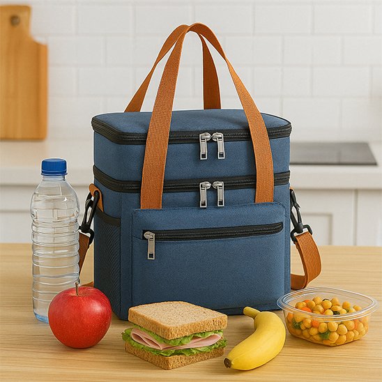 Sac isotherme Bicolore Double Niveau | Sac isotherme Bicolore Double Niveau | Sac repas double compartiment | Sac isotherme portable | Sac repas étanche | Sac isotherme pratique | Sac repas bicolore