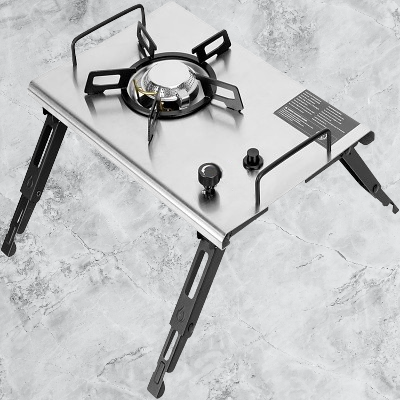 rechaud au gaz en acier inoxydable sur patte | rechaud au gaz en acier inoxydable dans sa boite | Réchaud portable acier inoxydable | Réchaud camping compact | Réchaud inox pratique | Réchaud gaz portable extérieur | Réchaud camping léger