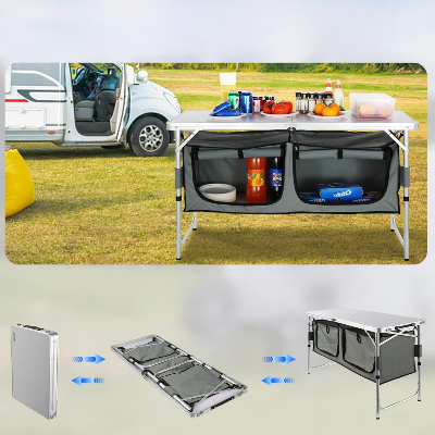 Cuisine camping - EasyCookStation™ avec rangement pratique pour repas en plein air.